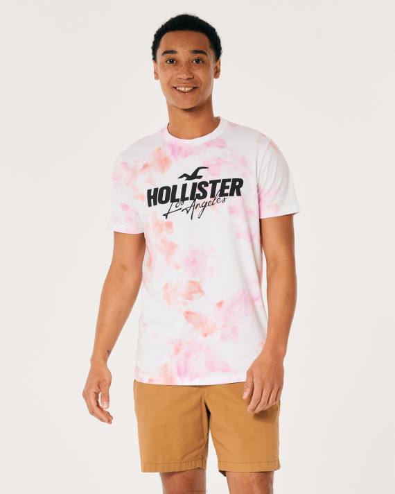 Hollister Mænd bomuld logo grafisk t-shirt 2H8Z980 toppe pink slips