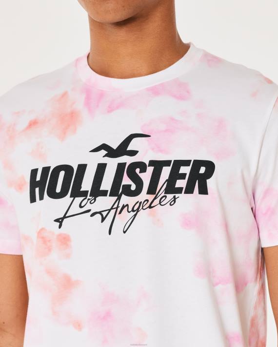 Hollister Mænd bomuld logo grafisk t-shirt 2H8Z980 toppe pink slips