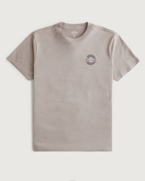 Hollister Mænd detroit pladebutik grafisk t-shirt 2H8Z854 toppe lysebrun