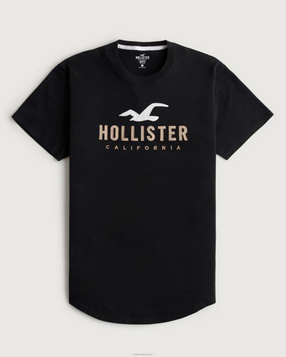 Hollister Mænd grafisk t-shirt med buet søm 2H8Z862 toppe sort