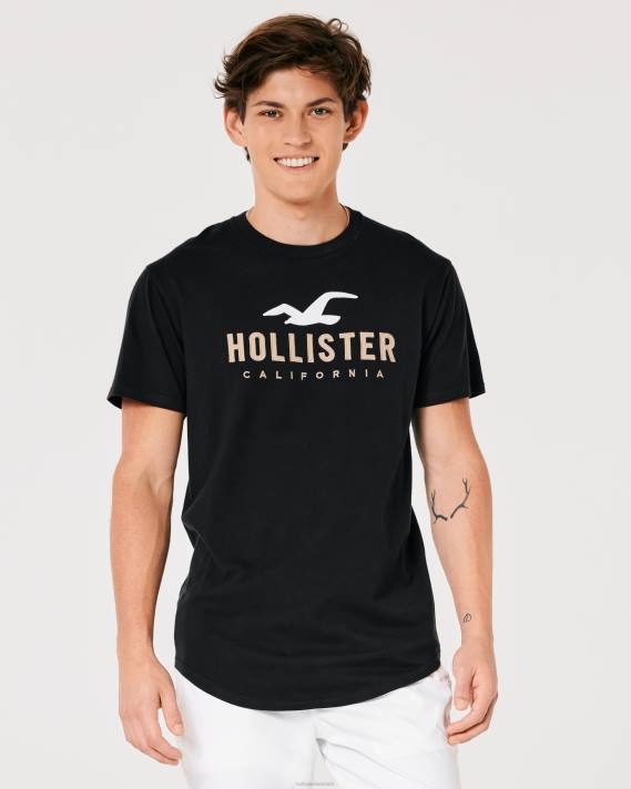 Hollister Mænd grafisk t-shirt med buet søm 2H8Z862 toppe sort