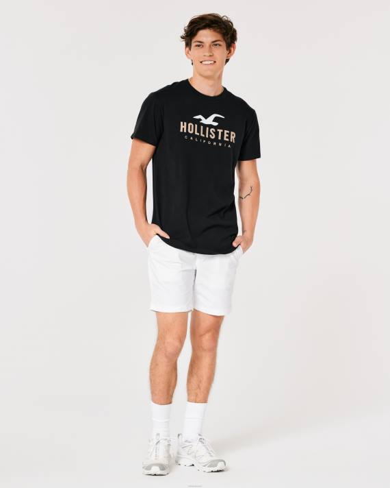 Hollister Mænd grafisk t-shirt med buet søm 2H8Z862 toppe sort