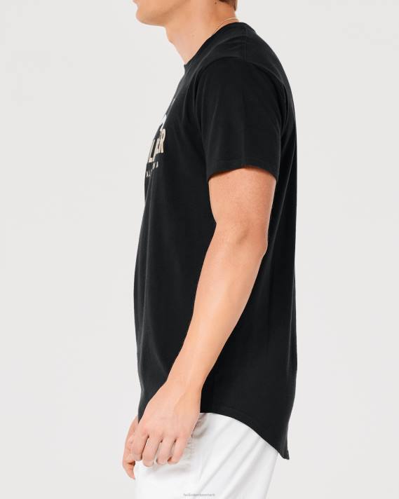 Hollister Mænd grafisk t-shirt med buet søm 2H8Z862 toppe sort