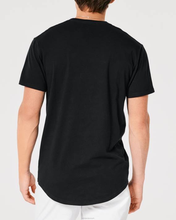 Hollister Mænd grafisk t-shirt med buet søm 2H8Z862 toppe sort