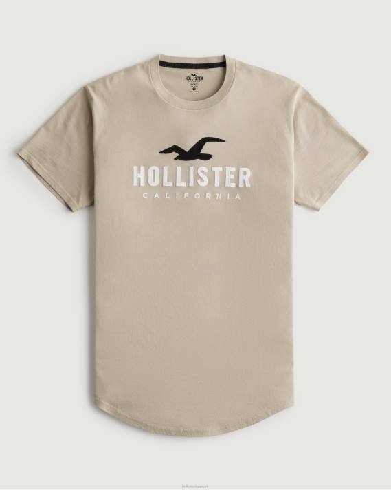 Hollister Mænd grafisk t-shirt med buet søm 2H8Z868 toppe tan