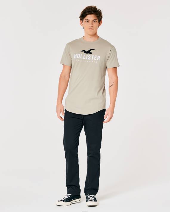 Hollister Mænd grafisk t-shirt med buet søm 2H8Z868 toppe tan