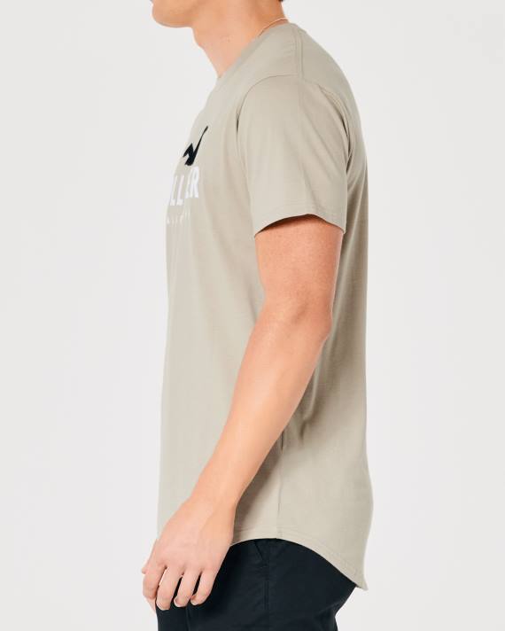 Hollister Mænd grafisk t-shirt med buet søm 2H8Z868 toppe tan