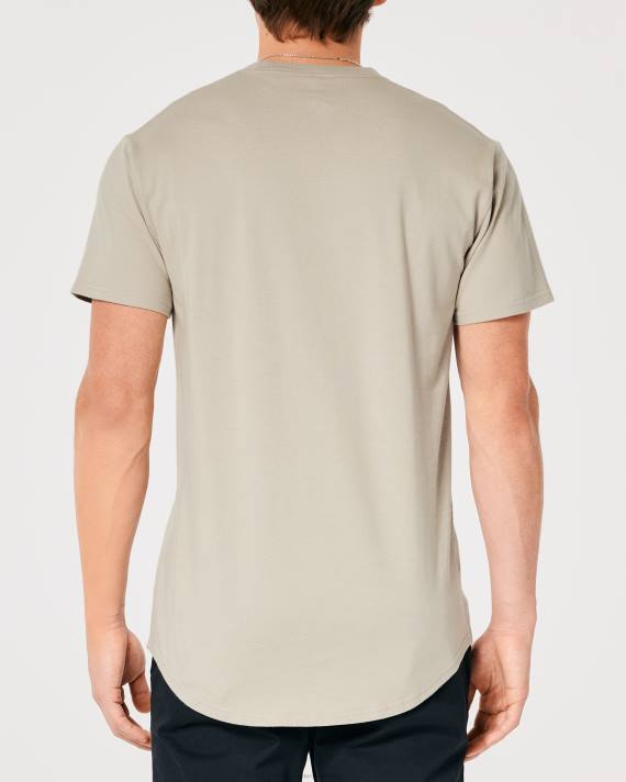 Hollister Mænd grafisk t-shirt med buet søm 2H8Z868 toppe tan