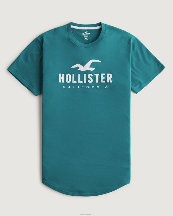 Hollister Mænd grafisk t-shirt med buet søm 2H8Z870 toppe mørk krikand