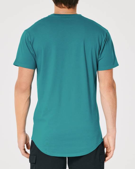 Hollister Mænd grafisk t-shirt med buet søm 2H8Z870 toppe mørk krikand