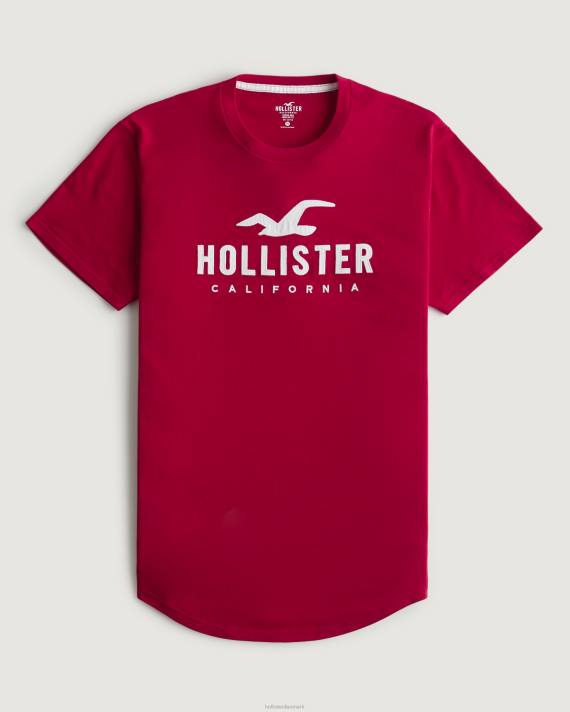 Hollister Mænd grafisk t-shirt med buet søm 2H8Z926 toppe rød