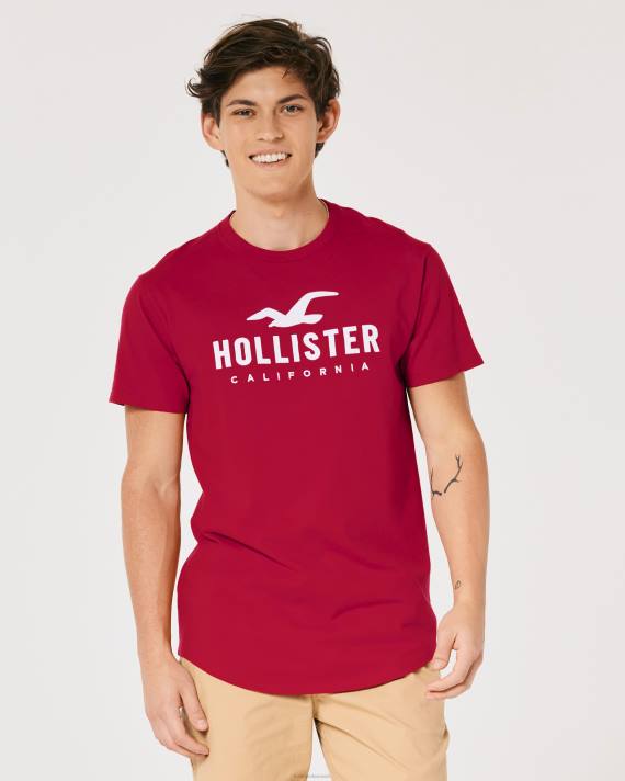Hollister Mænd grafisk t-shirt med buet søm 2H8Z926 toppe rød