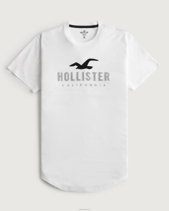Hollister Mænd grafisk t-shirt med buet søm 2H8Z959 toppe hvid