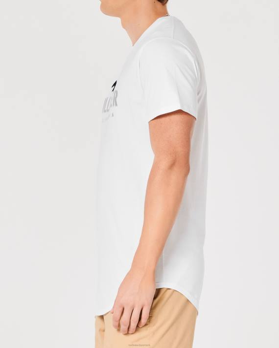 Hollister Mænd grafisk t-shirt med buet søm 2H8Z959 toppe hvid