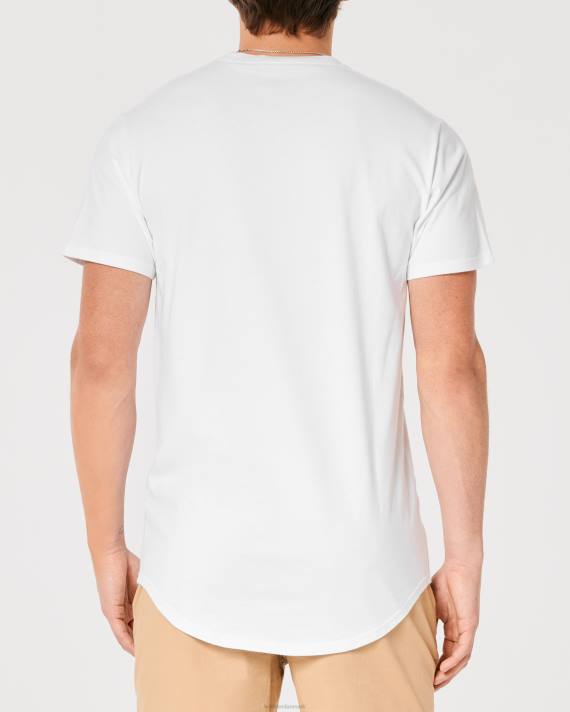 Hollister Mænd grafisk t-shirt med buet søm 2H8Z959 toppe hvid