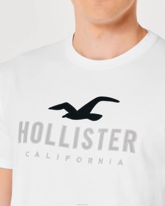 Hollister Mænd grafisk t-shirt med buet søm 2H8Z959 toppe hvid