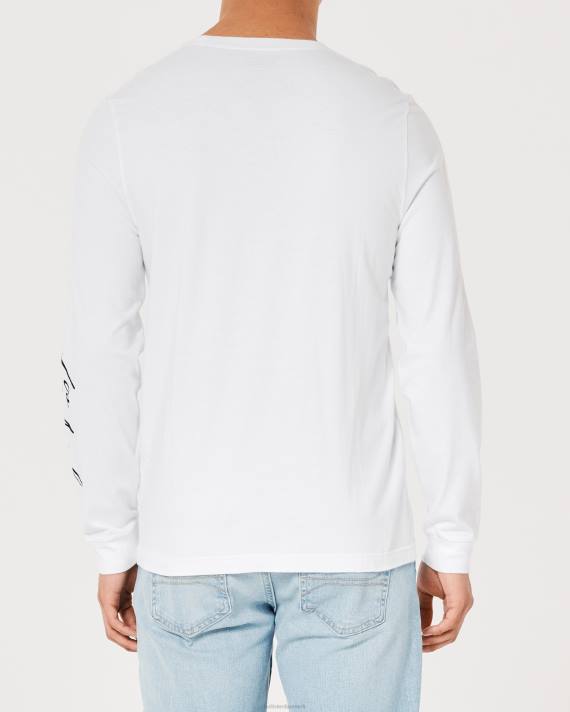 Hollister Mænd langærmet logo grafisk t-shirt 2H8Z915 toppe hvid