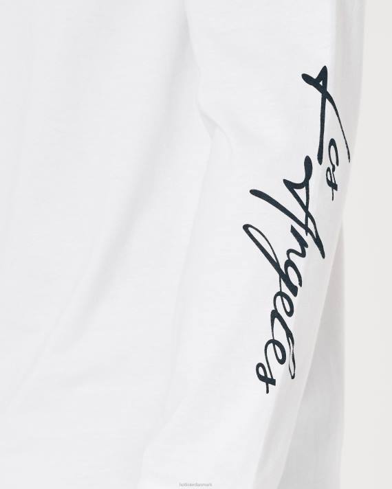 Hollister Mænd langærmet logo grafisk t-shirt 2H8Z915 toppe hvid