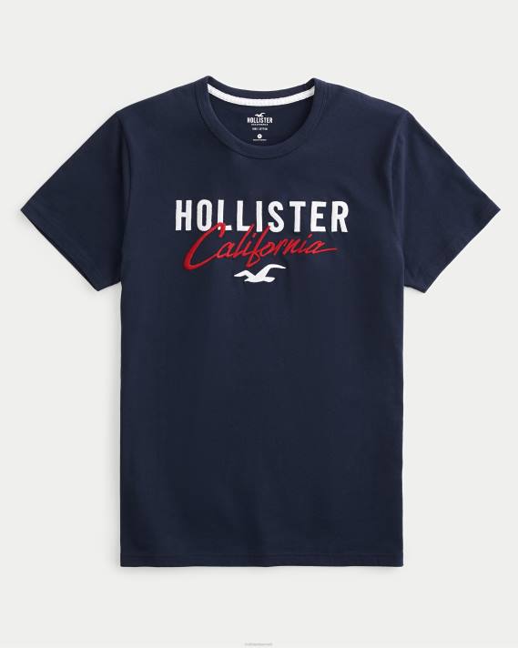 Hollister Mænd logo grafisk t-shirt 2H8Z975 toppe flåde