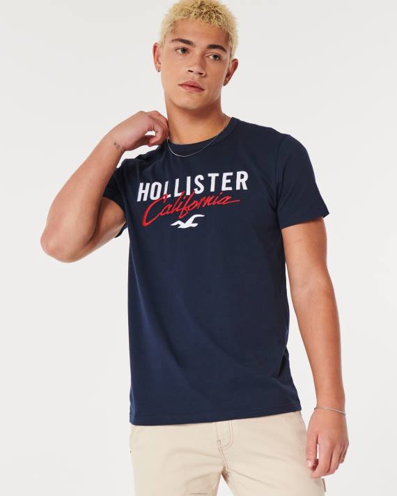 Hollister Mænd logo grafisk t-shirt 2H8Z975 toppe flåde