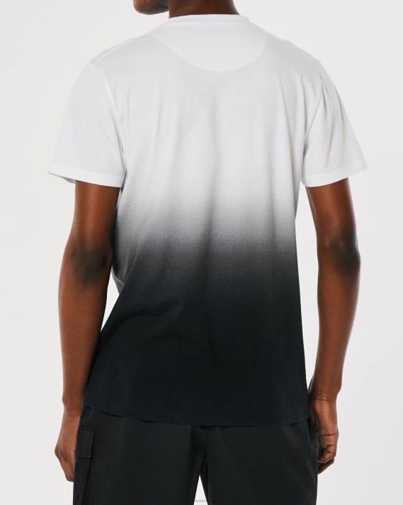 Hollister Mænd mesh logo applikation ombre grafisk t-shirt 2H8Z850 toppe hvid til sort ombre