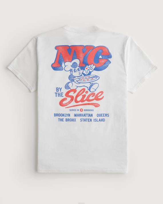 Hollister Mænd nyc pizza grafisk t-shirt 2H8Z846 toppe off white