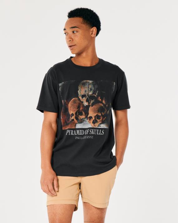 Hollister Mænd paul cezanne pyramide af kranier grafisk t-shirt 2H8Z1036 toppe sort