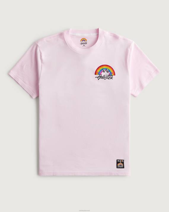 Hollister Mænd pride afslappet logo grafisk t-shirt 2H8Z888 toppe lyserød