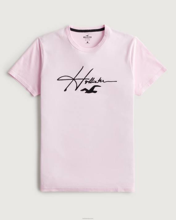 Hollister Mænd signatur logo grafisk t-shirt 2H8Z1022 toppe lyserød
