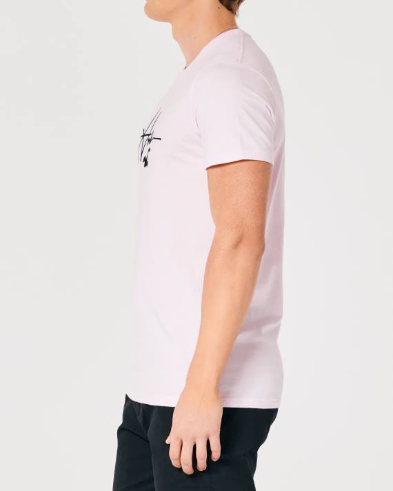 Hollister Mænd signatur logo grafisk t-shirt 2H8Z1022 toppe lyserød