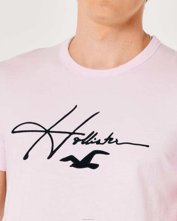 Hollister Mænd signatur logo grafisk t-shirt 2H8Z1022 toppe lyserød