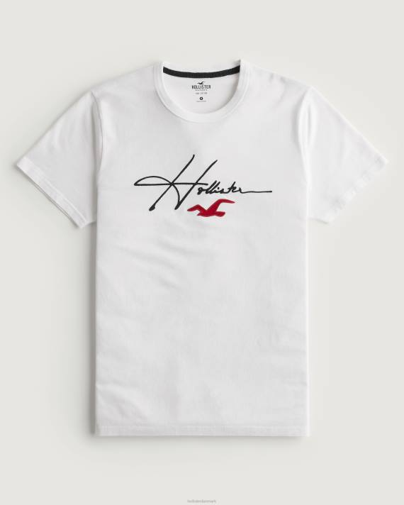 Hollister Mænd signatur logo grafisk t-shirt 2H8Z851 toppe hvid signatur