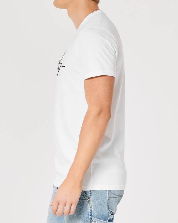 Hollister Mænd signatur logo grafisk t-shirt 2H8Z851 toppe hvid signatur
