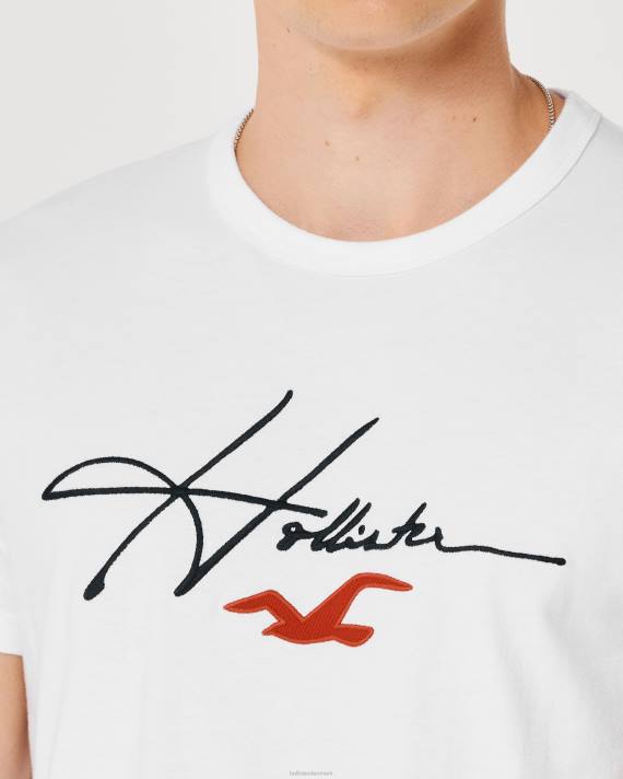 Hollister Mænd signatur logo grafisk t-shirt 2H8Z851 toppe hvid signatur