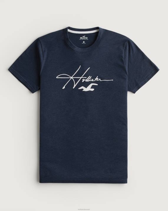Hollister Mænd signatur logo grafisk t-shirt 2H8Z856 toppe lyng flåde