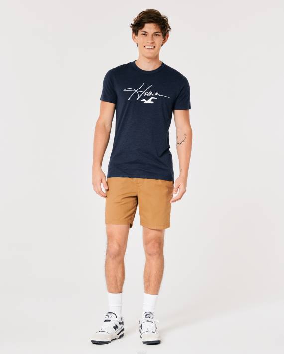 Hollister Mænd signatur logo grafisk t-shirt 2H8Z856 toppe lyng flåde