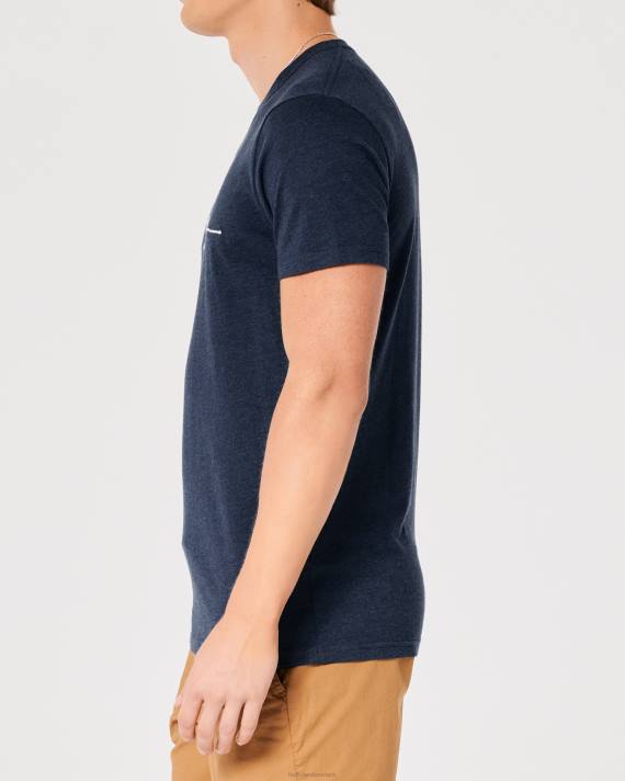Hollister Mænd signatur logo grafisk t-shirt 2H8Z856 toppe lyng flåde