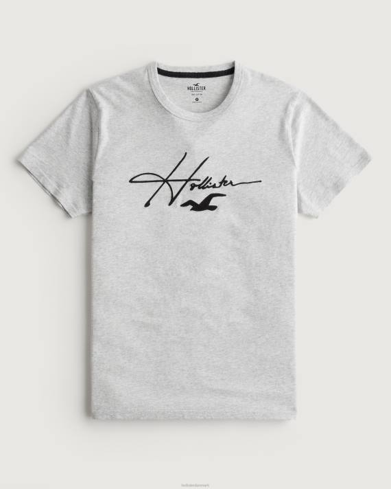 Hollister Mænd signatur logo grafisk t-shirt 2H8Z891 toppe lys gråmeleret