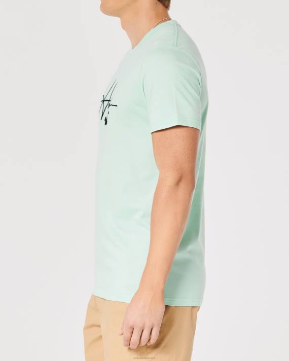 Hollister Mænd signatur logo grafisk t-shirt 2H8Z927 toppe mynte