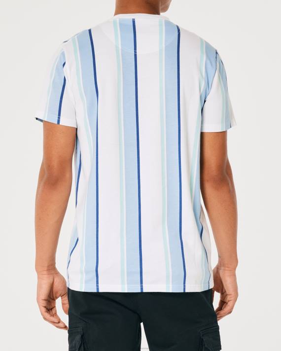 Hollister Mænd stribet bomulds logo-t-shirt 2H8Z1041 toppe lyseblå stribe