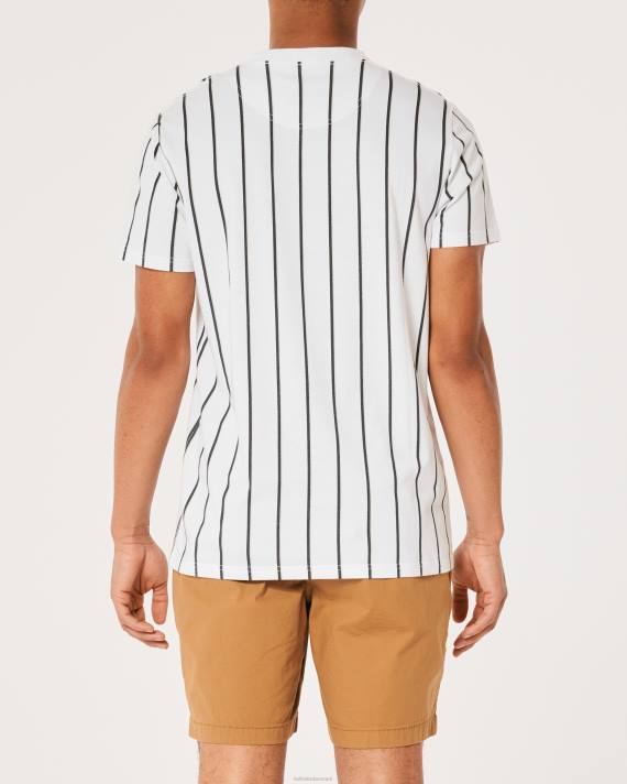 Hollister Mænd stribet bomulds logo-t-shirt 2H8Z943 toppe hvid stribe