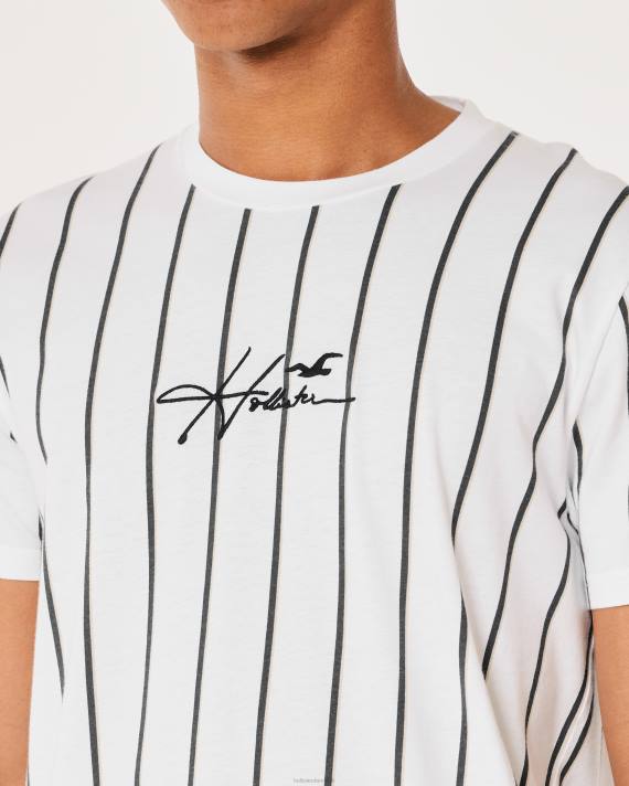 Hollister Mænd stribet bomulds logo-t-shirt 2H8Z943 toppe hvid stribe