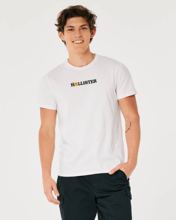 Hollister Mænd sunrise trailhead logo grafisk t-shirt 2H8Z1055 toppe off white