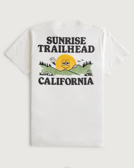 Hollister Mænd sunrise trailhead logo grafisk t-shirt 2H8Z1055 toppe off white