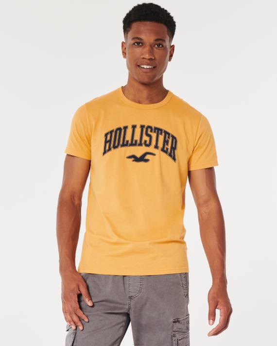 Hollister Mænd varsity logo grafisk t-shirt 2H8Z885 toppe mørkegul