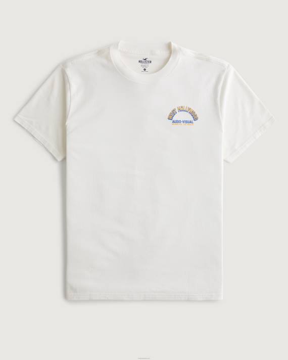 Hollister Mænd west hollywood audiovisuel grafisk t-shirt 2H8Z1005 toppe off white