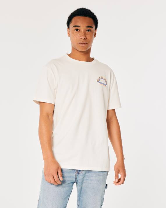 Hollister Mænd west hollywood audiovisuel grafisk t-shirt 2H8Z1005 toppe off white