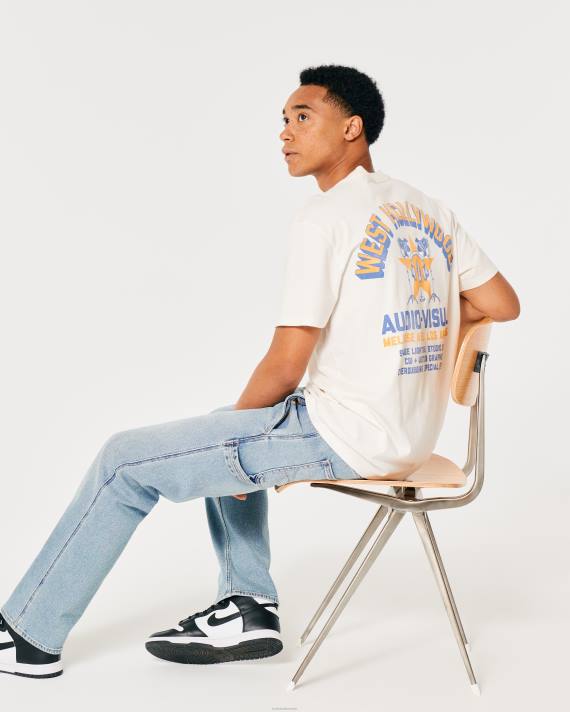 Hollister Mænd west hollywood audiovisuel grafisk t-shirt 2H8Z1005 toppe off white