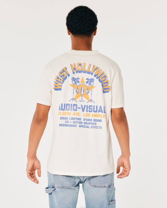 Hollister Mænd west hollywood audiovisuel grafisk t-shirt 2H8Z1005 toppe off white