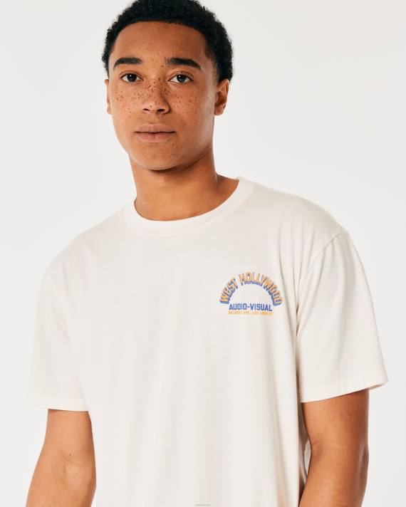 Hollister Mænd west hollywood audiovisuel grafisk t-shirt 2H8Z1005 toppe off white